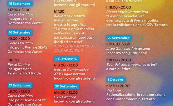 Anche a Taranto eventi per la Settimana Europea della Mobilità Sostenibile