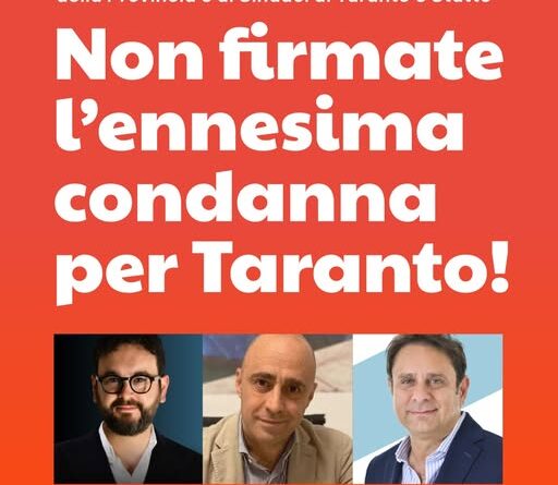 Lettera aperta delle associazioni al Presidente della Provincia e ai Sindaci di Taranto e Statte
